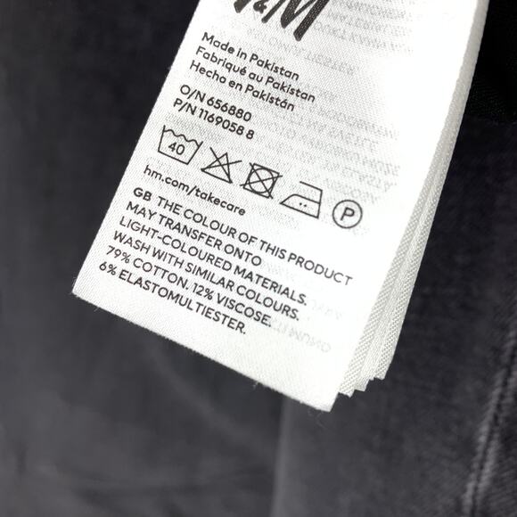 H&M Straight Leg Jeans Mens Size 31" X 32" Dark Gray Denim Regular Fit Stretch - Picture 6 of 6